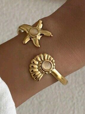 Fashion Ocean Series 18K Gold Plated Stainless Steel Bracelet